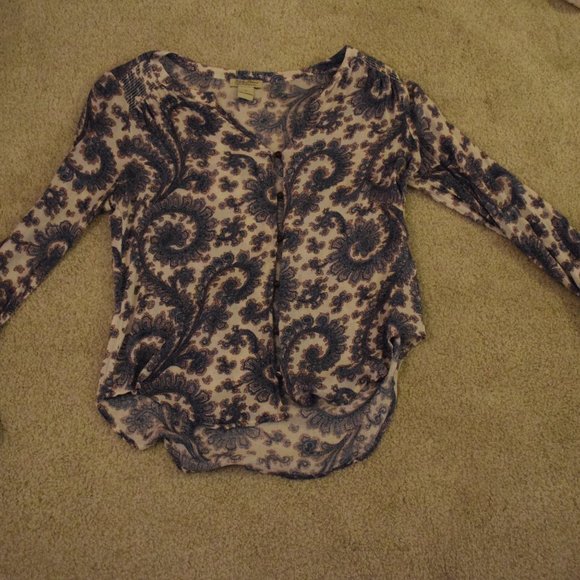 Button Down Paisley Blouse - Picture 1 of 3